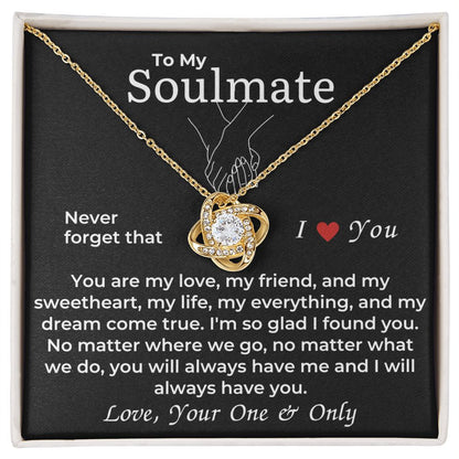 Soulmate - Never Forget That I Love You - Love Knot Necklace 18k yellow gold - standard box