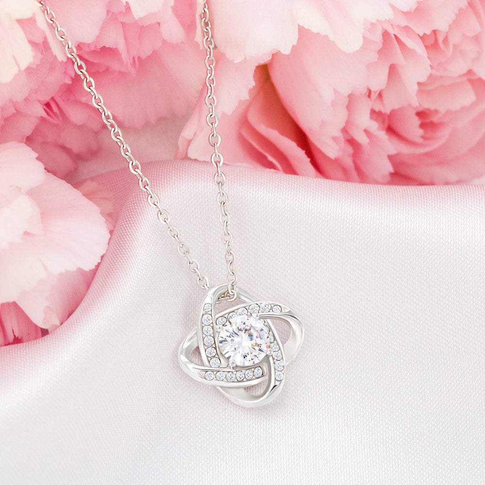 White gold Finish Love Knot Necklace