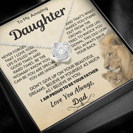 Daughter - Special Love Knot Necklace - Silver Standard Box
