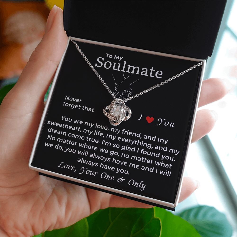 Soulmate - Never Forget That I Love You - Love Knot Necklace 14k white gold - standard box