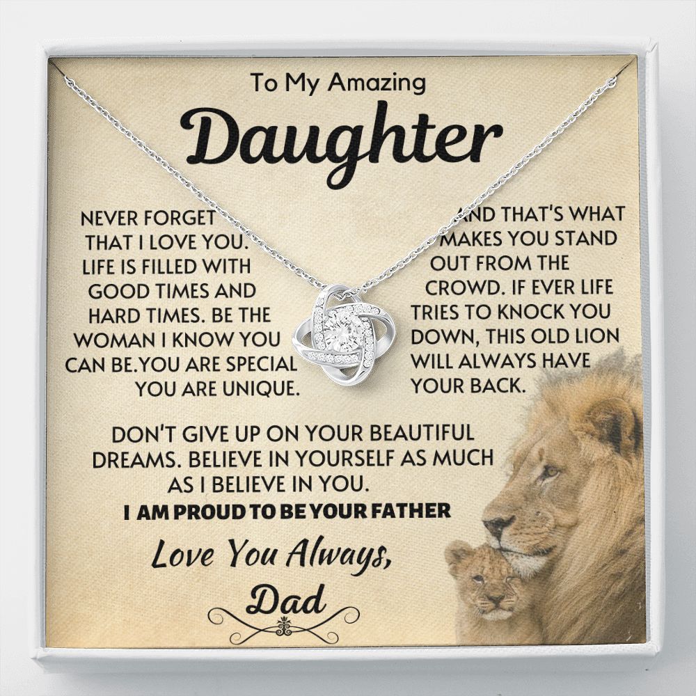 Daughter - Special Love Knot Necklace - Silver Standard Box