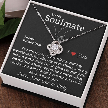 Soulmate - Never Forget That I Love You - Love Knot Necklace 14k white gold - standard box