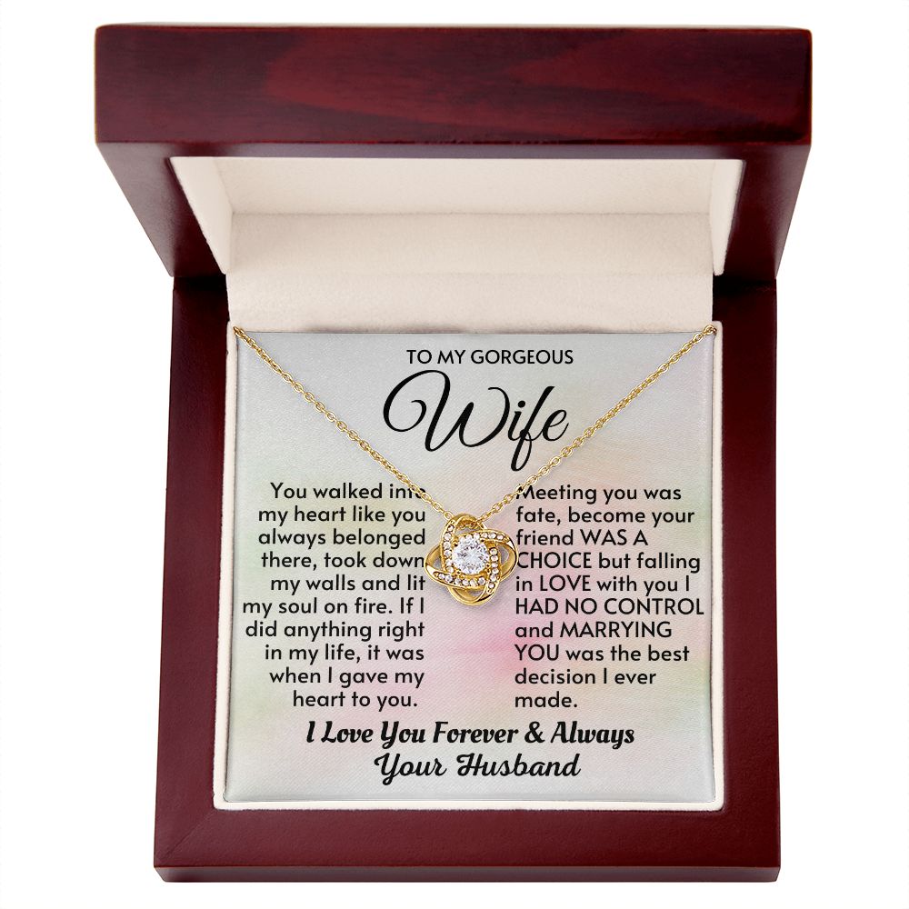 Wife - Meeting You Was Fate LK Necklace - HW001- Gold - Luxury Box (w/LED)
