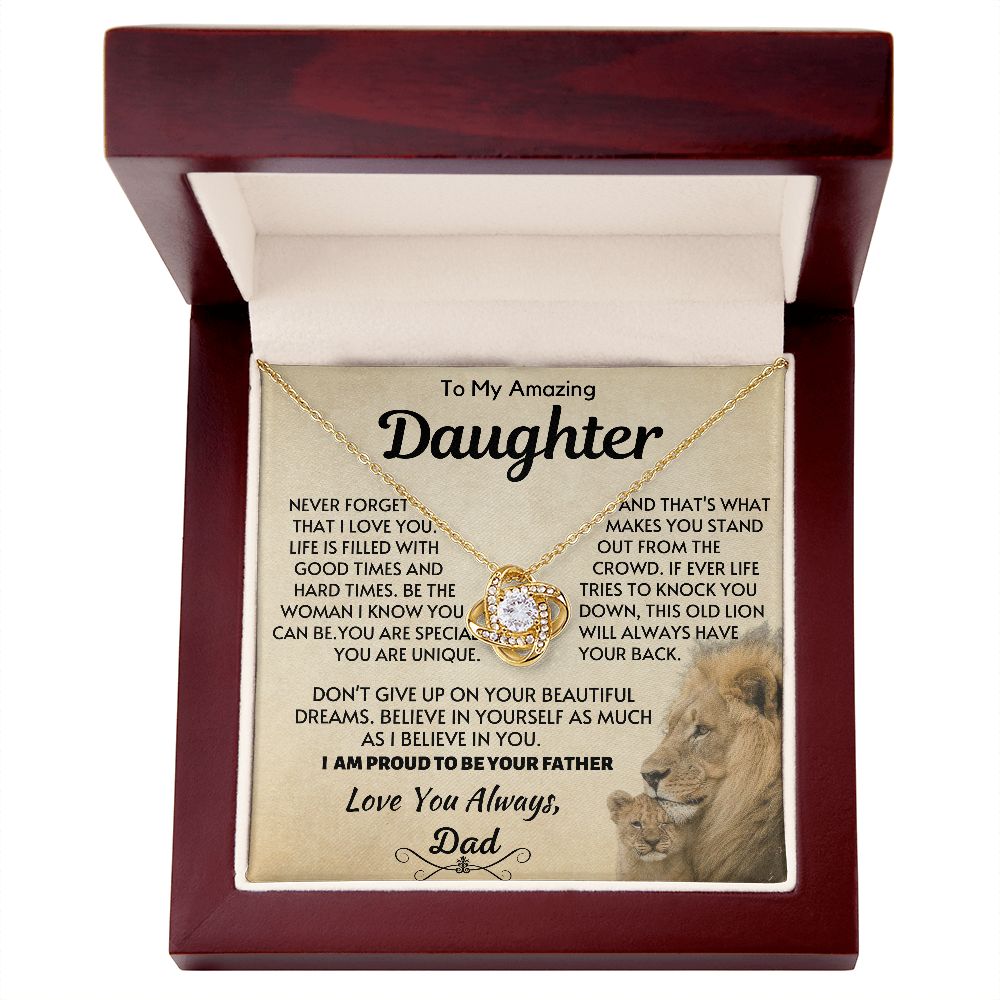 Daughter - Special Love Knot Necklace - Gold Luxury Box (w/LED)