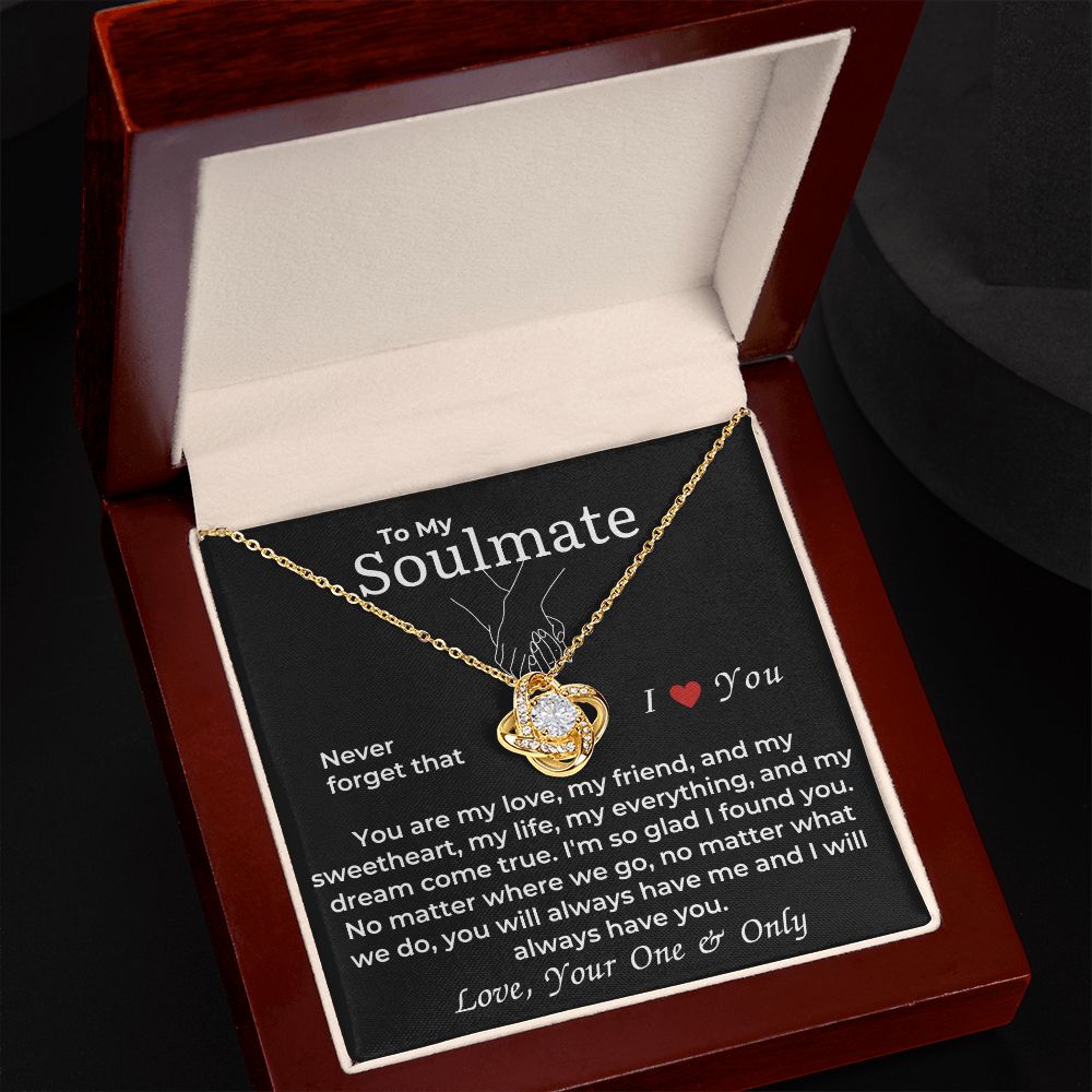 Soulmate - Never Forget That I Love You - Love Knot Necklace 18k yellow gold - Lux box (w/LED)