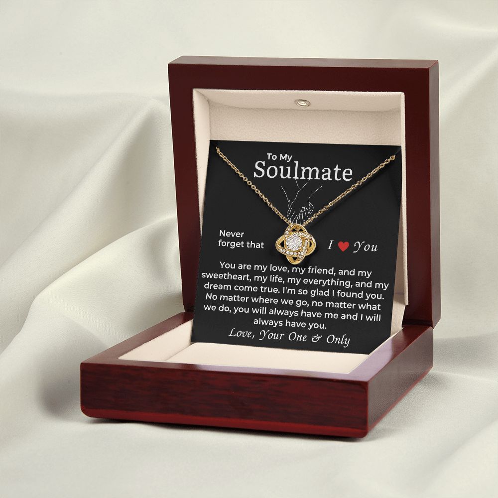 Soulmate - Never Forget That I Love You - Love Knot Necklace 18k yellow gold - Lux box (w/LED)