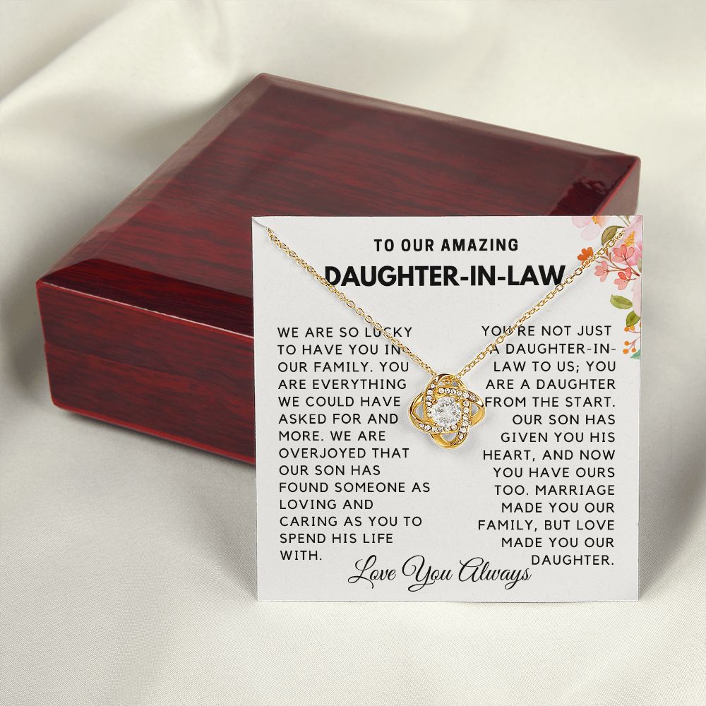 Daughter-In-Law - Love Made You Our Daughter - Gold  LK Necklace - Luxury Box (w/LED)