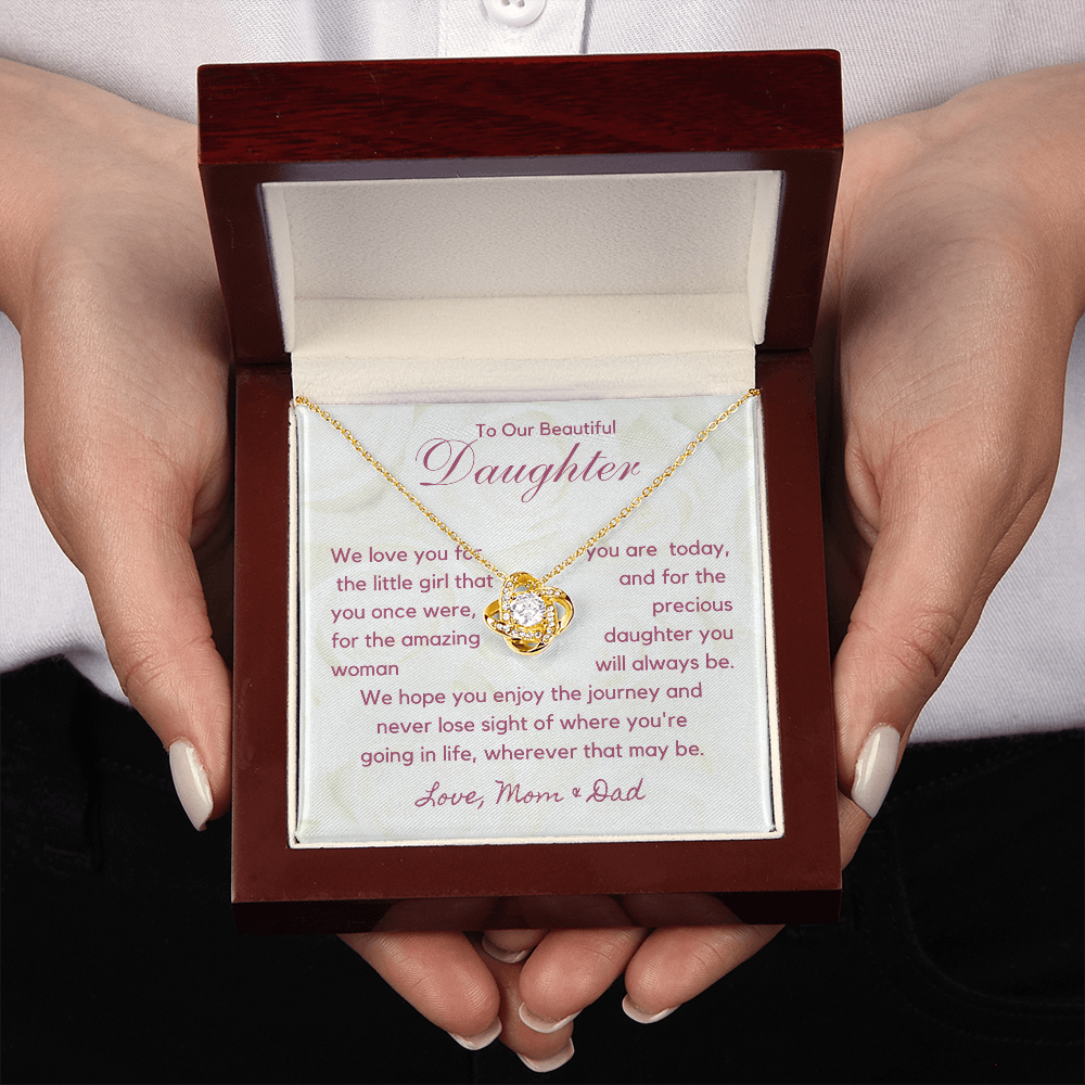 To Our Beautiful Daughter - You Are Amazing - White Gold - Mahogany Lux Box (w/LED)