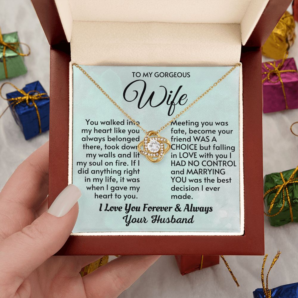 Wife - Meeting You Was Fate LK Necklace - HW003-Gold-Luxury Box(w/LED)