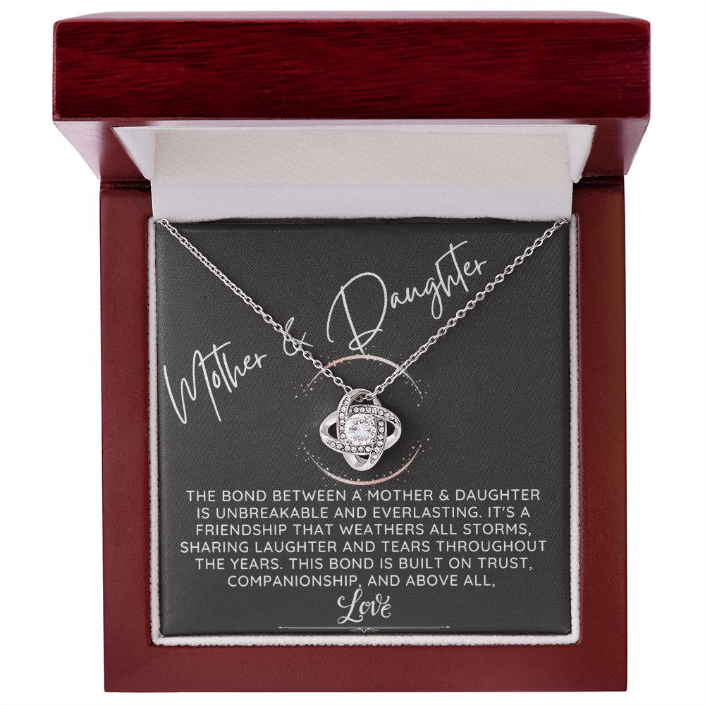 Mother & Daughter - An Unbreakable & Everlasting Bond LK Necklace-MD0020-silver Luxury box (w/LED)