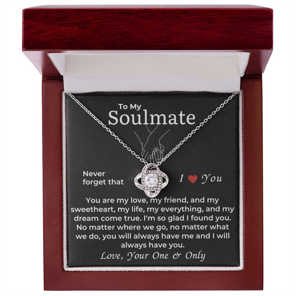 Soulmate - Never Forget That I Love You - Love Knot Necklace 14k white gold - Lux box (w/LED)