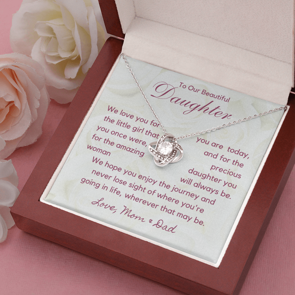 To Our Beautiful Daughter - You Are Amazing - White Gold - Mahogany Lux Box (w/LED)