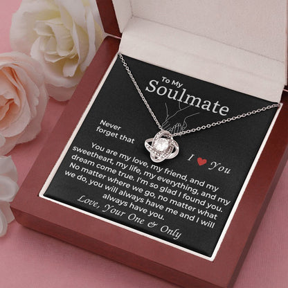Soulmate - Never Forget That I Love You - Love Knot Necklace 14k white gold - Lux box (w/LED)