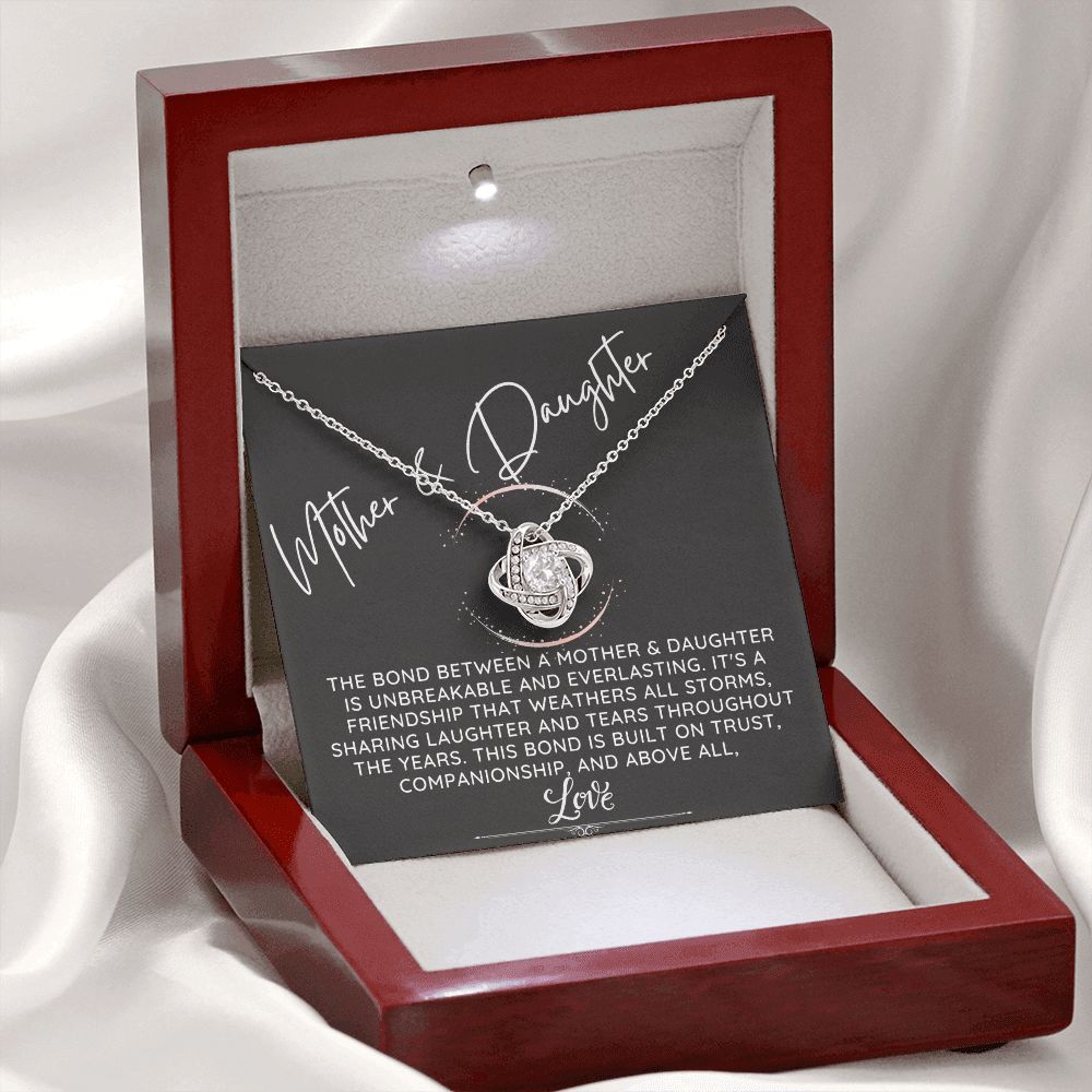 Mother & Daughter - An Unbreakable & Everlasting Bond LK Necklace-MD0020-silver Luxury box (w/LED)