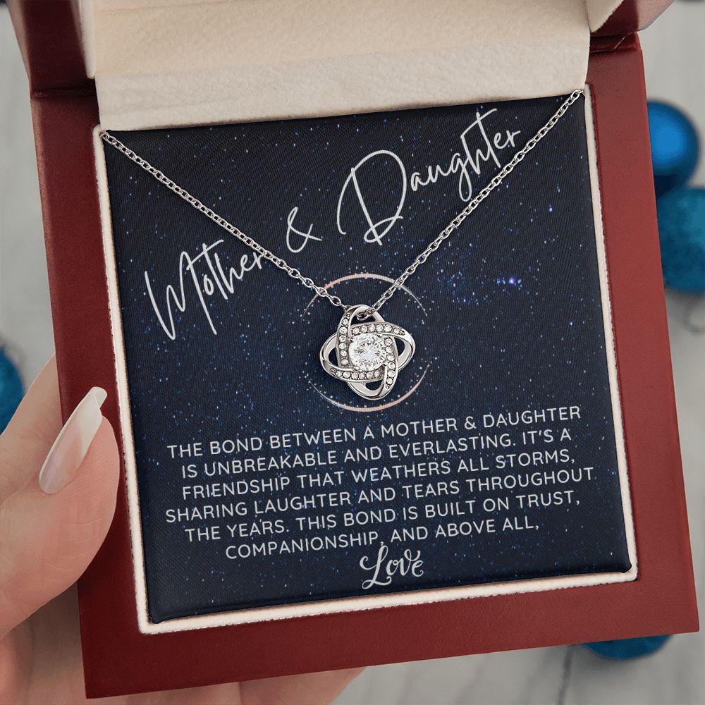 Mother & Daughter - An Unbreakable and Everlasting Bond  LK Necklace - Silver - Luxury Box (w/LED)