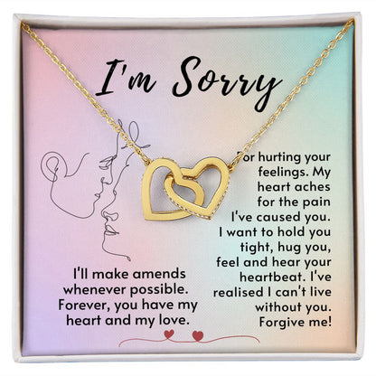 I'm Sorry For Hurting Your Feelings - Interlocking Hearts Stainless Steel Rose 18k Yellow gold finish - Standard Box