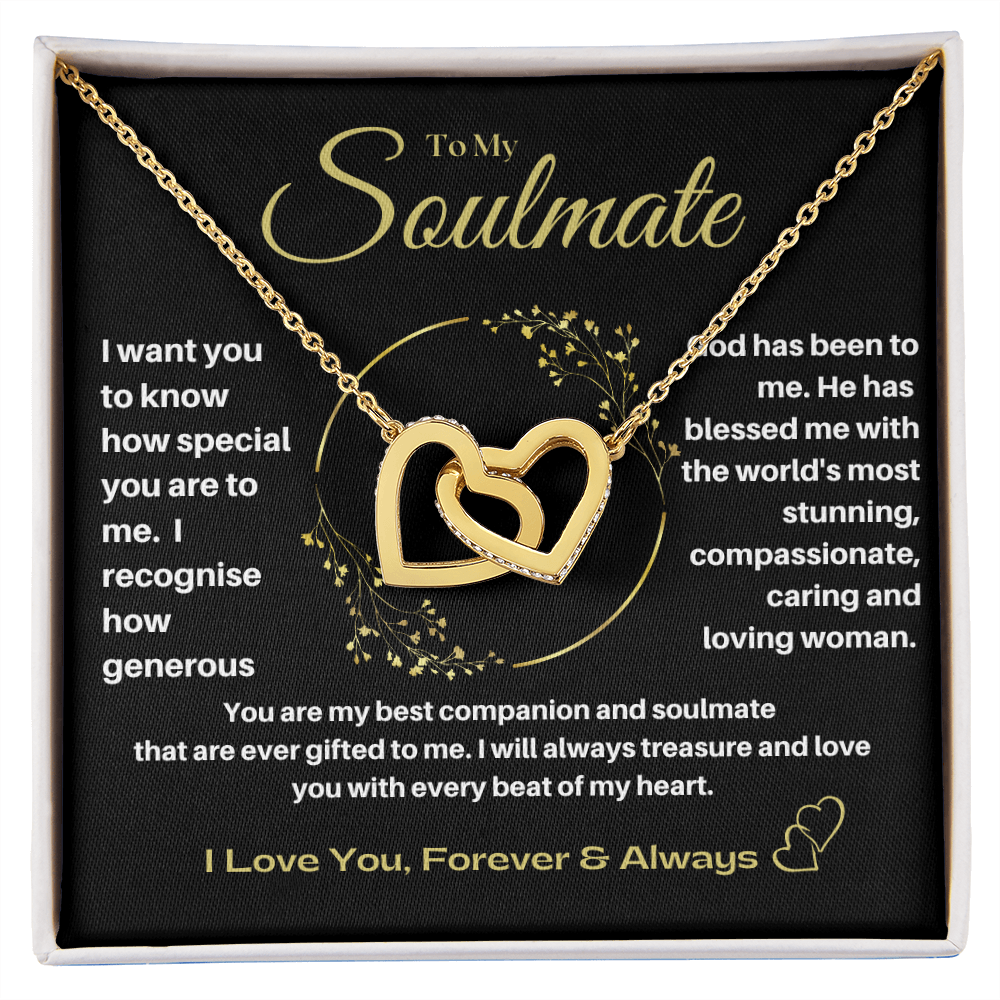 To My Soulmate - Best  Companion Interlocking Hearts Necklace -Gold  Standard Box