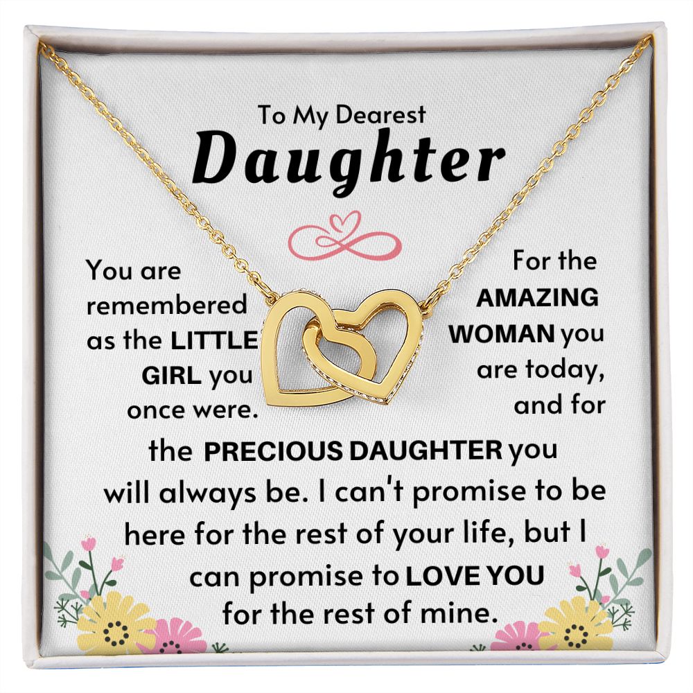 To My Precious Daughter Interlocking Hearts Necklace - Gold Standard Box