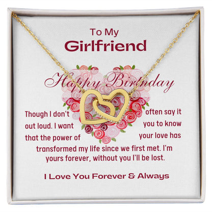 Happy Birthday To My Girlfriend Interlocking Hearts Necklace - Gold - Standard Box