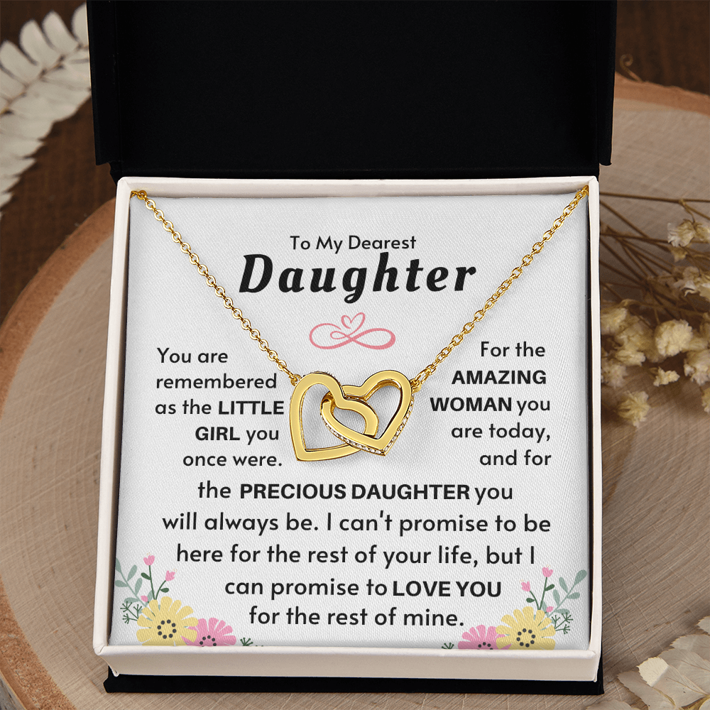 To My Precious Daughter Interlocking Hearts Necklace - Gold Standard Box