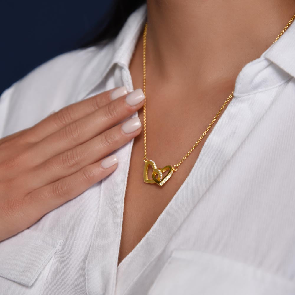 18k Yellow Gold Interlocking hearts Necklace