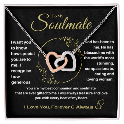 To My Soulmate - Best  Companion Interlocking Hearts Necklace -Silver Standard Box