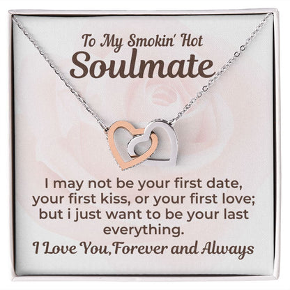 Soulmate - I Just want to be your last Everything - Interlocking hearts 14k Stainless & Rose gold finish - Std Box