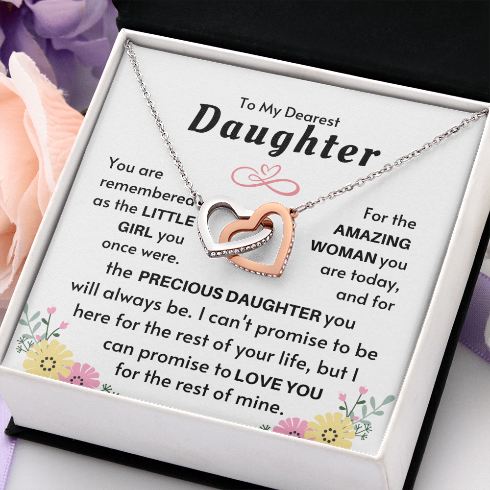 To My Precious Daughter Interlocking Hearts Necklace - Silver Standard Box