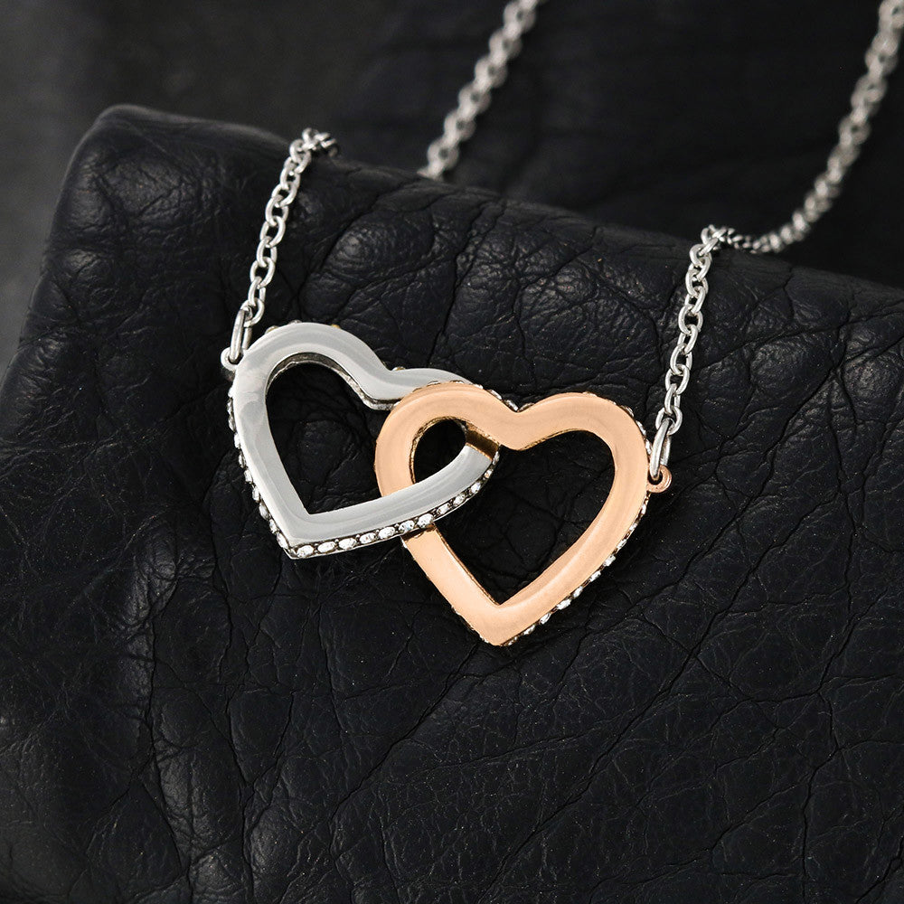 Surgical Steel & Rose Gold finish Interlocking Hearts Necklace