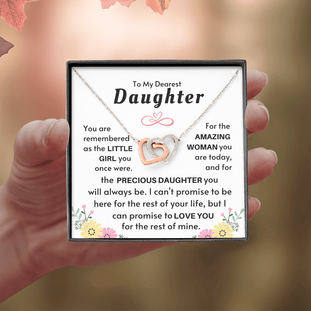 To My Precious Daughter Interlocking Hearts Necklace - Silver Standard Box