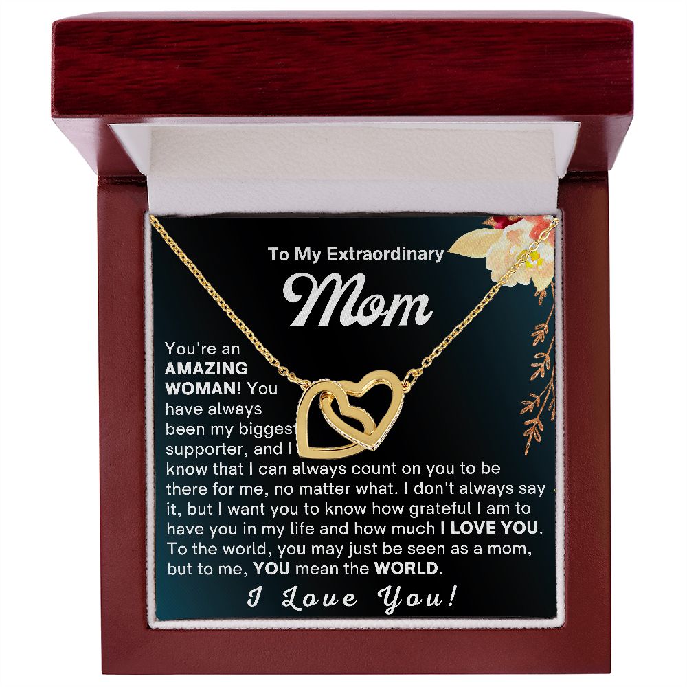 Mom - You Are My World IH Necklace - Gold - Luxury Box (w/LED)