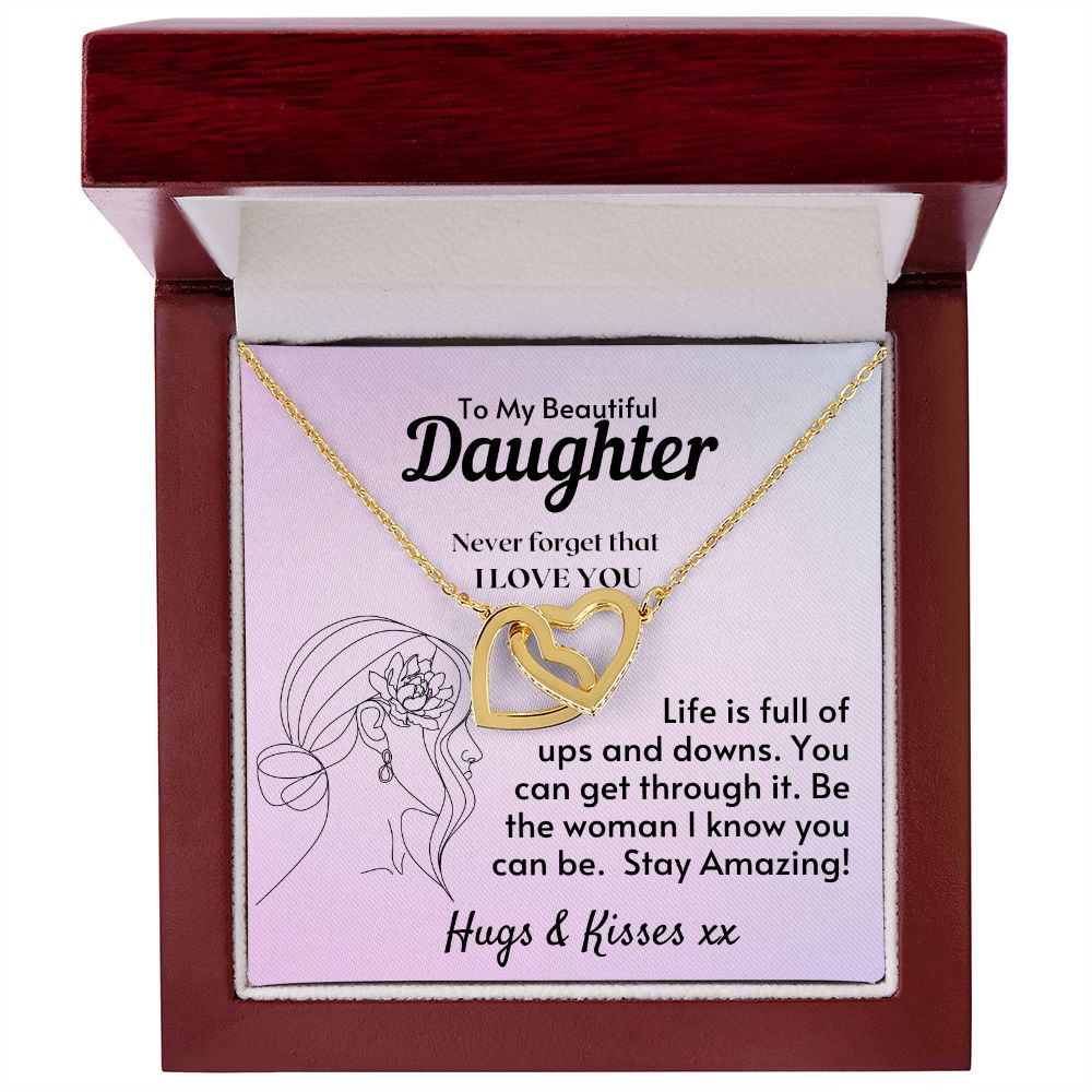To My Beautiful Daughter - Stay Amazing Necklace - Gold - Mahogany Lux Box (w/LED)