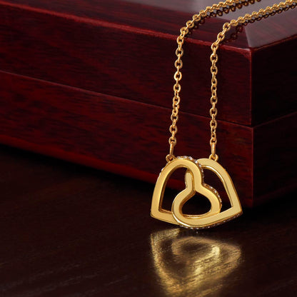 18k yellow gold finish interlocking hearts necklace