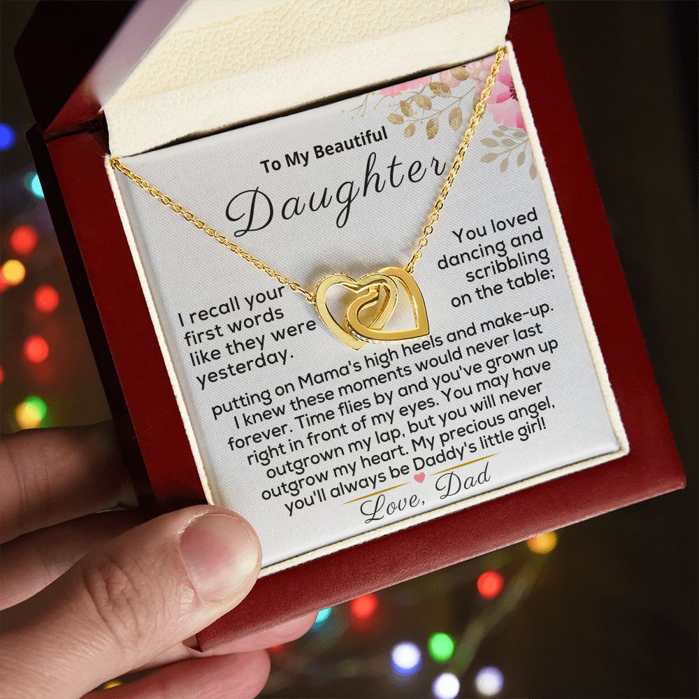 To My Beautiful Daughter - You'll Always be Daddy's Little Girl - 18k yellow gold finish - Mahogany Lux Box (w/LED)