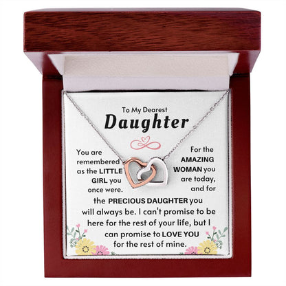 To My Precious Daughter Interlocking Hearts Necklace - Silver Mahogany Lux Box (w/LED)