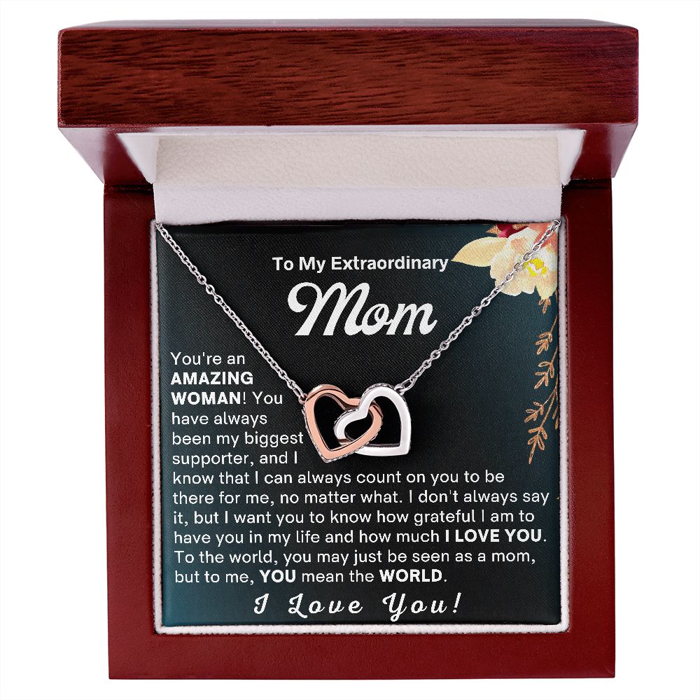 Mom - You Are My World IH Necklace - Silver - Luxury Box (w/LED)