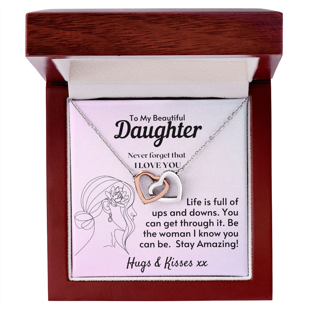 To My Beautiful Daughter - Stay Amazing Necklace - Silver - Mahogany Lux Box (w/LED)