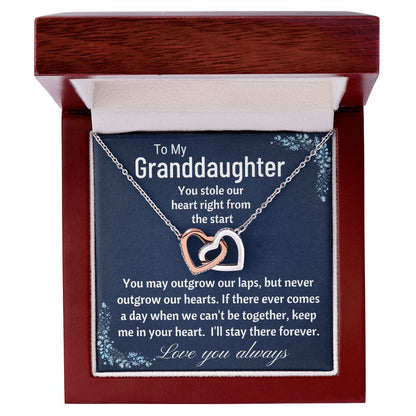 To My Granddaughter - You Stole Our Heart silver  Mahogany Lux Box (w/LED)