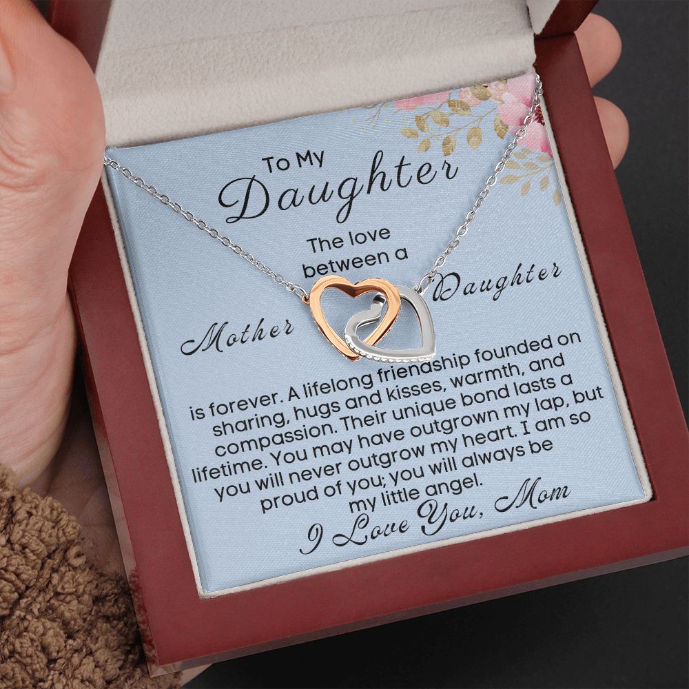 To My Daughter - The Love Between A Mother & Daughter Is Forever - silver Mahogany Lux Box (w/LED)