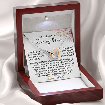 To My Beautiful Daughter - You'll Always be Daddy's Little Girl - silver- Mahogany Lux Box (w/LED)