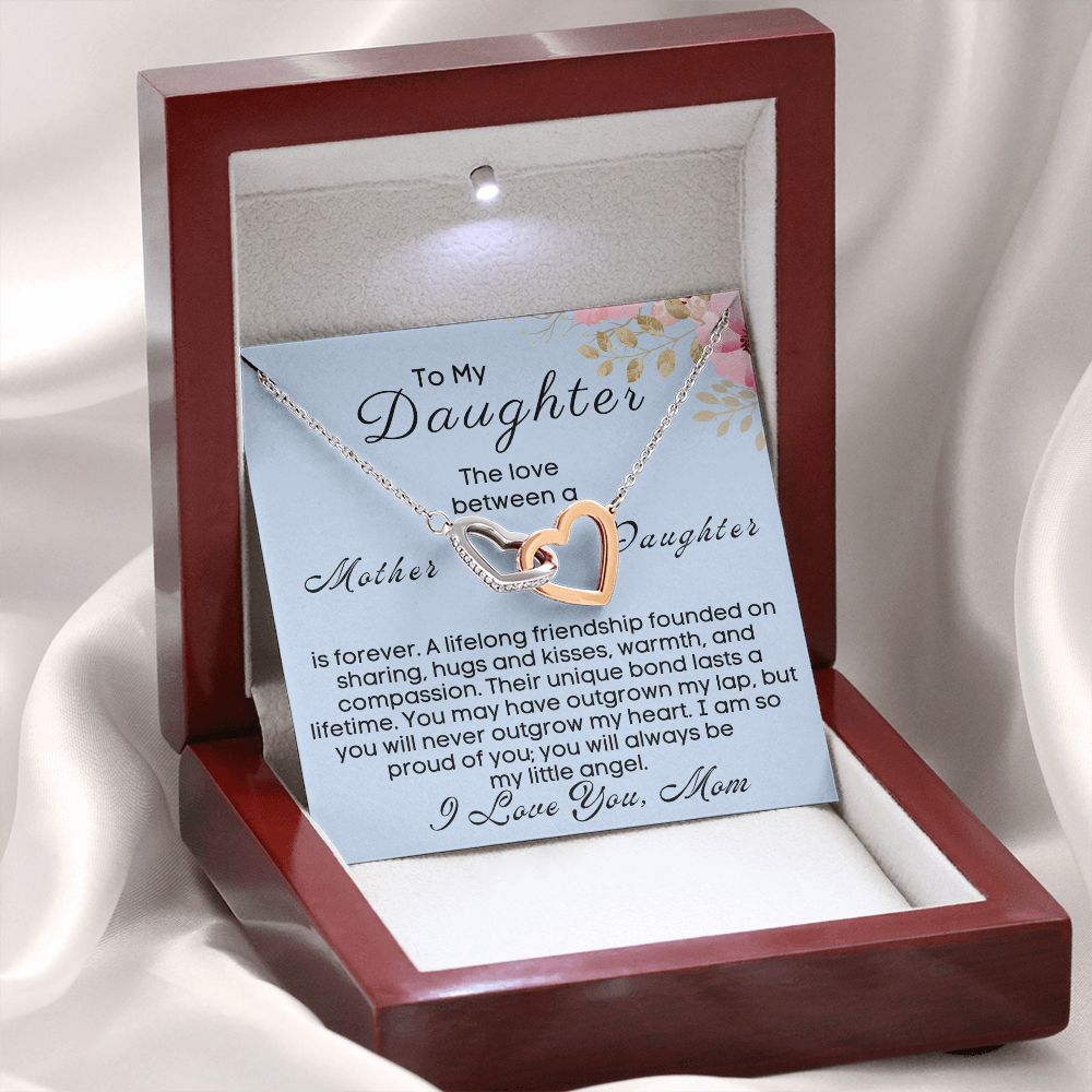 To My Daughter - The Love Between A Mother & Daughter Is Forever - silver Mahogany Lux Box (w/LED)