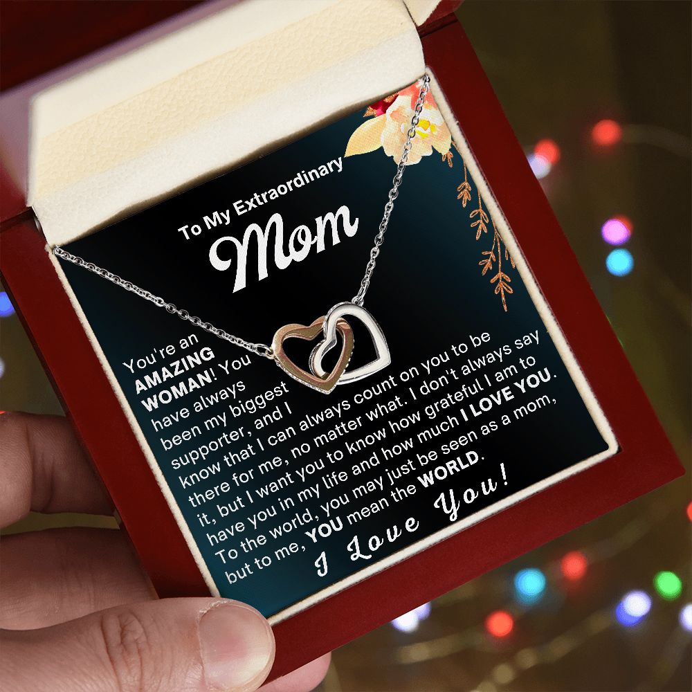 Mom - You Are My World IH Necklace - Silver - Luxury Box (w/LED)