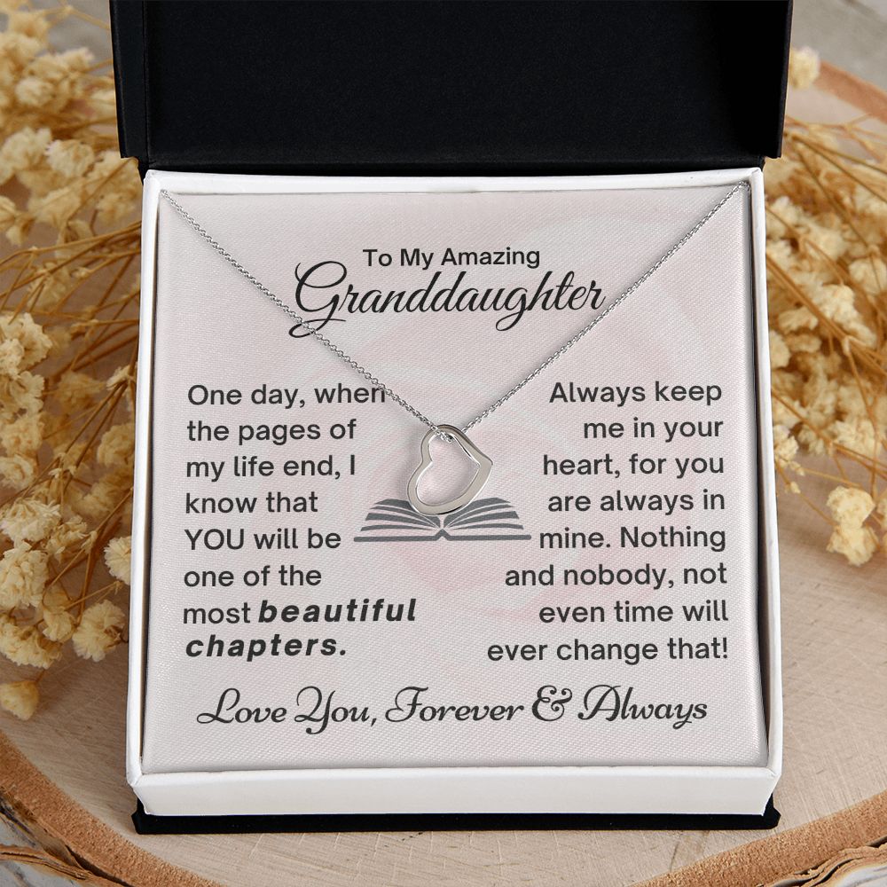 Granddaughter You Are Always in My  Heart - Delicate Heart Necklace