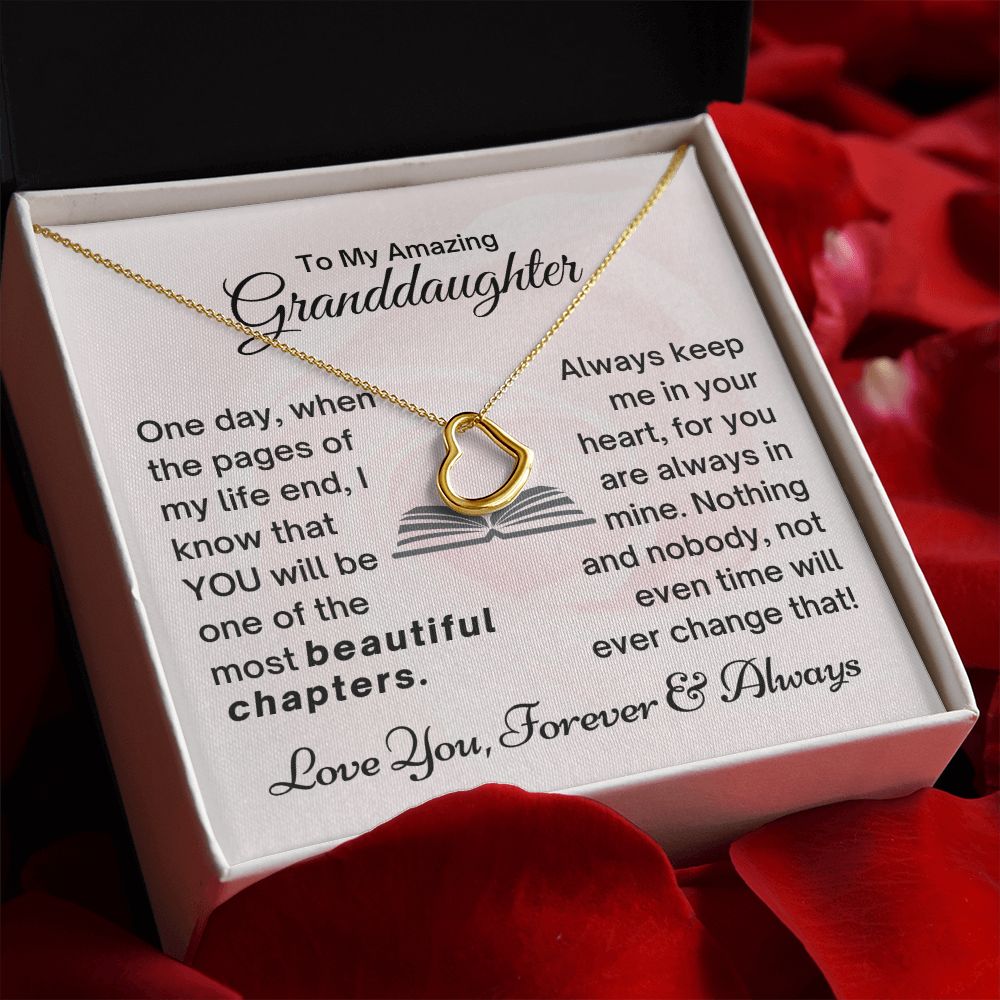 Granddaughter You Are Always in My  Heart - Delicate Heart Necklace