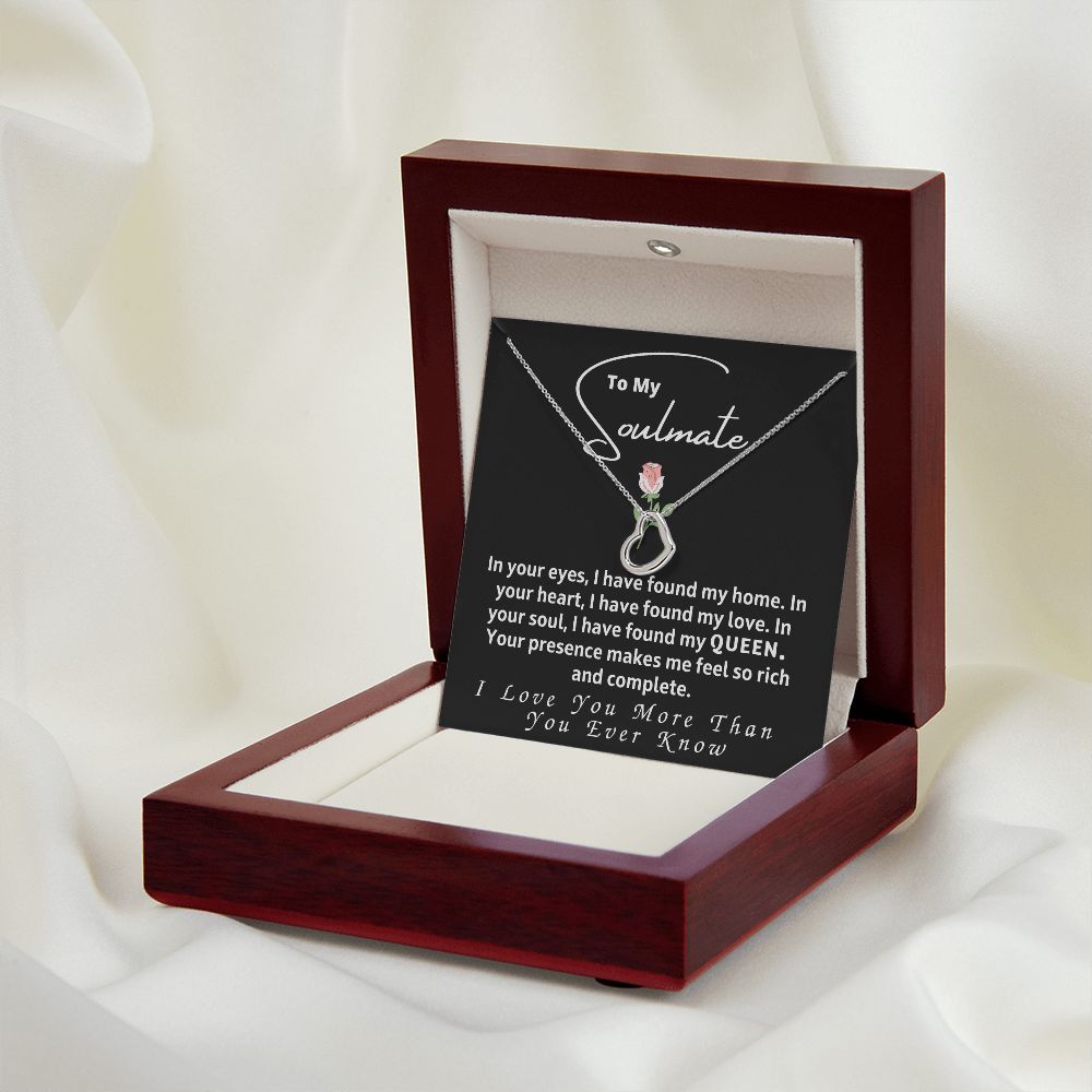 Soulmate - I Have Found My Love - Delicate Heart - 14k white gold - Mahogany Lux box (w/LED)