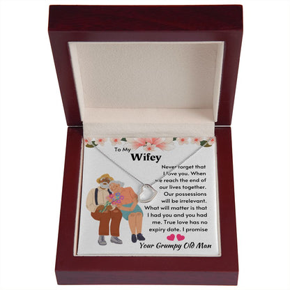 My Wifey - I had You & You Had Me Delicate Heart Necklace - Silver - Mahogany Lux Box (w/LED)