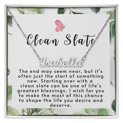 Clean Slate Message Card Custom Name Necklace