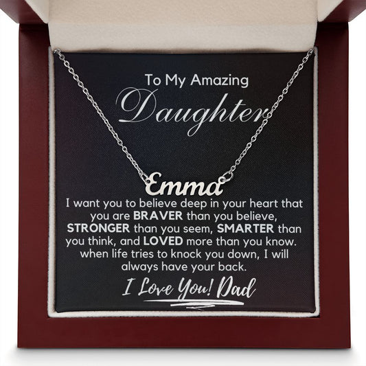 To My Daughter Braver - Custom Name Necklace CND001-2 Luxury Box (w/LED)