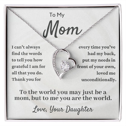 Mom - You Are the world FL Necklace - Silver _ Standard Box