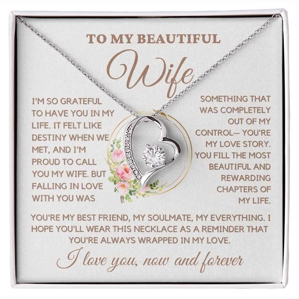 Wife - You Are My Love Story Forever Love Necklace - Silver-Standard Box
